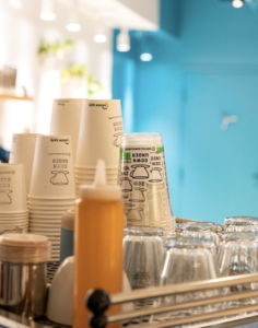 A stack of cups at Coffee Down Under.